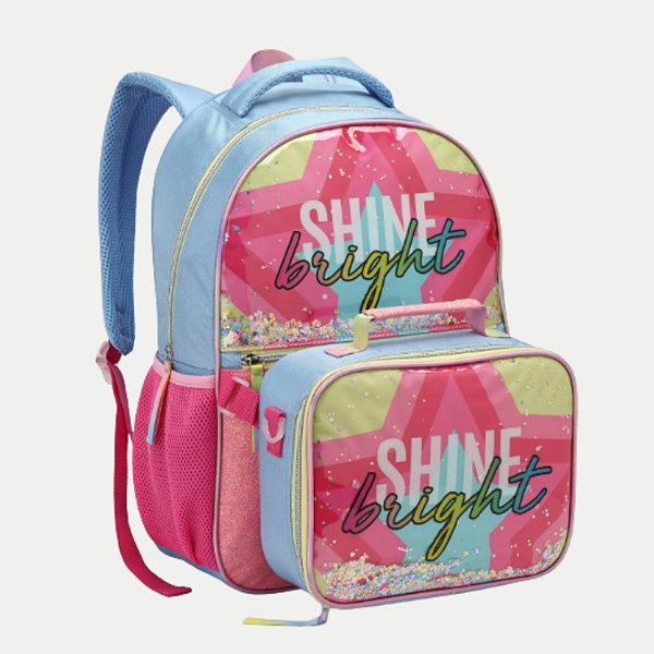 MOCHILA SEANITE SHINE BRIGHT COM LANCHEIRA AZUL CELESTE FEMININA  27094-P