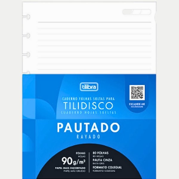 PAPEL TILIBRA BLOCO TILIDISCO COLEGIAL BRANCO UNISEX 27265-P