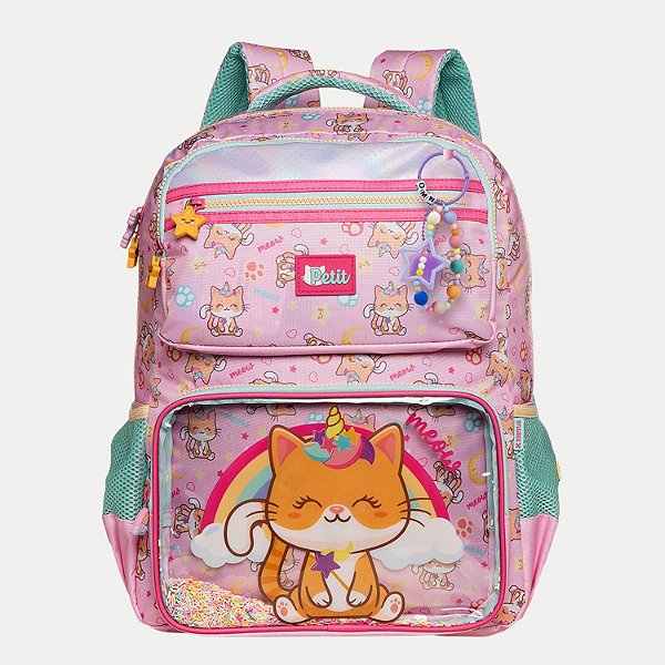 MOCHILA XERYUS TWEEN GATO COMFETTI TRADICIONAL ROSA FEMININA 299617-P