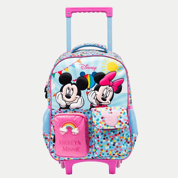 PASTA XERYUS MINNIE E MICKEY DE CARRINHO/RODINHA ROSA FEMININA