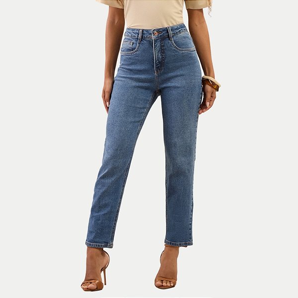 CALÇA LUNENDER JEANS COM ELASTANO  MOM FEMININA ADULTO