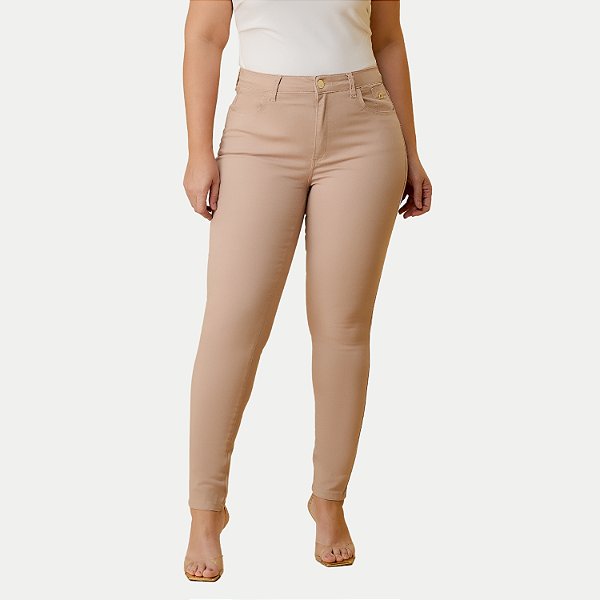 CALÇA OGNUS BRIM COM ELASTANO SKINNY BEGE FEMININA ADULTO