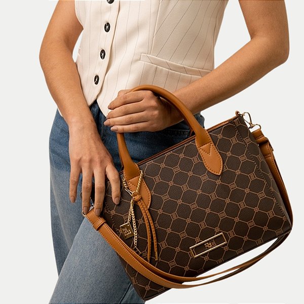 BOLSA RAFITTHY 2 TIPOS DE ALÇA SINTÉTICA MARROM FEMININA ADULTO