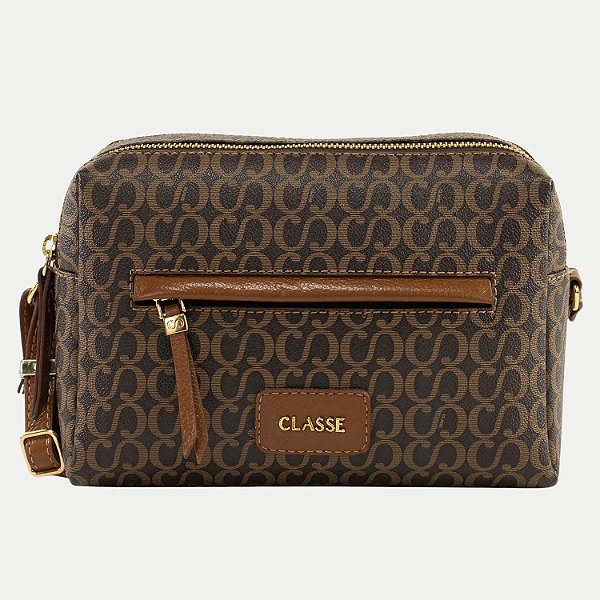 BOLSA CLASSE TRANSVERSAL DE COURO CARAMELO FEMININA ADULTO