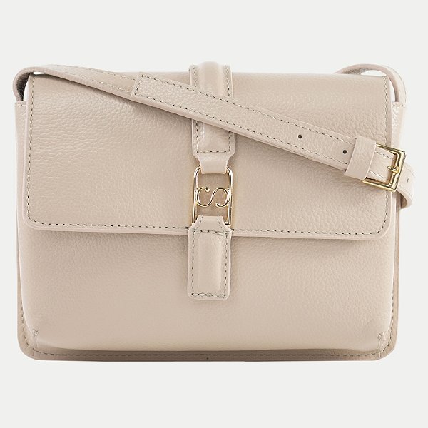 BOLSA CLASSE TRANSVERSAL DE COURO CREME FEMININA ADULTO