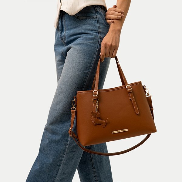 BOLSA RAFITTHY 2 TIPOS DE ALÇA SINTÉTICA CARAMELO FEMININA ADULTO