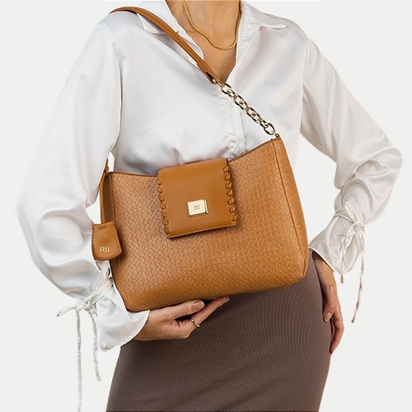 BOLSA RAFITTHY OMBRO SINTÉTICO CARAMELO FEMININA ADULTO
