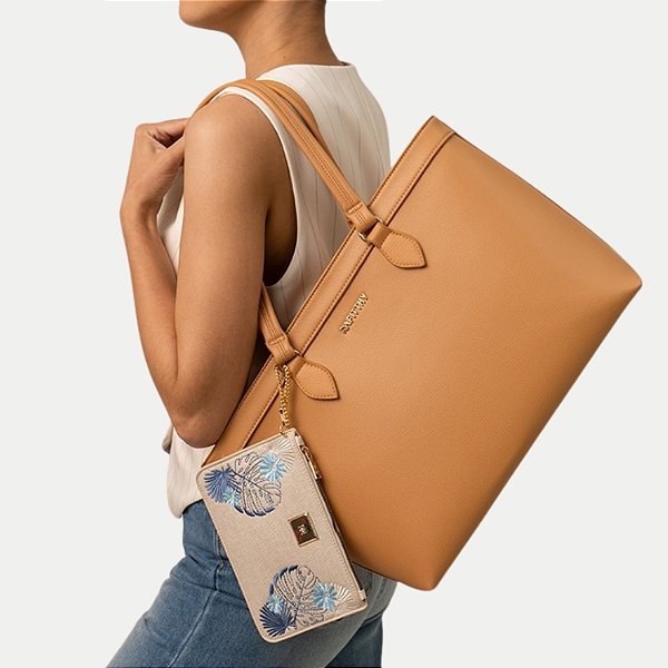 BOLSA RAFITTHY DE OMBRO SINTÉTICA COM PORTA MOEDAS NUDE FEMININA ADULTO