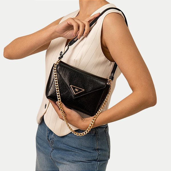 BOLSA RAFITTHY TRANSVERSAL SINTÉTICA PRETA FEMININA ADULTO