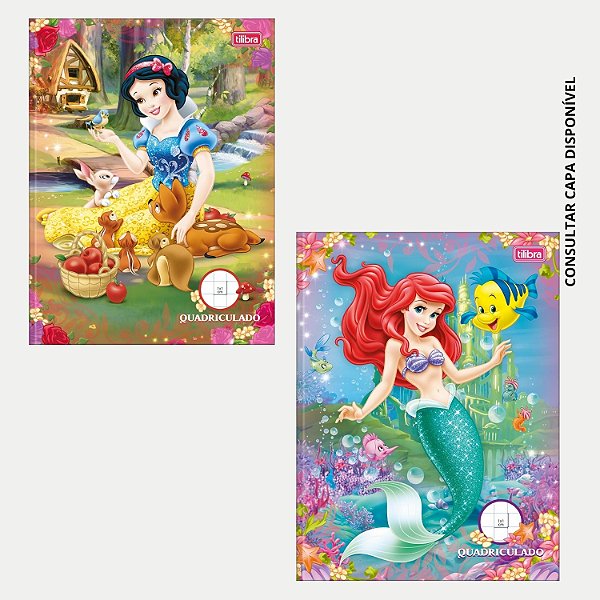 CADERNO TILIBRA QUADRICULADO 1 CM BROCHURÃO CAPA DURA PRINCESAS FEMININO (CORES SORTIDAS) 1771-P