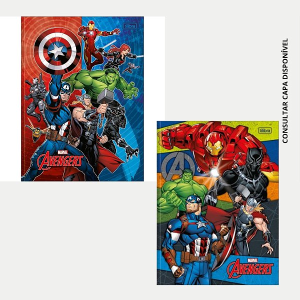 CADERNO TILIBRA QUADRICULADO 1 CM BROCHURÃO CAPA DURA  AVENGERS MASCULINO (CORES SORTIDAS) 1348-P