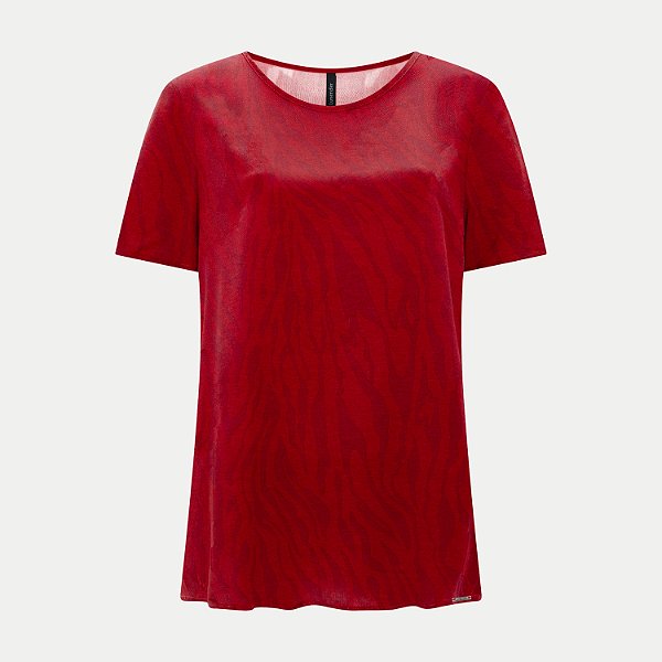 BLUSA LUNENDER MANGA CURTA VISCOSE ESTAMPADA VERMELHO FEMININA ADULTO