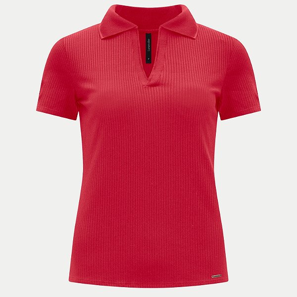 BLUSA LUNENDER MANGA CURTA  MALHA CANELADA VERMELHO FEMININA ADULTO