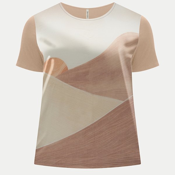 BLUSA LUNENDER MANGA CURTA MAIS MULHER ESTAMPADA BEGE FEMININA ADULTO