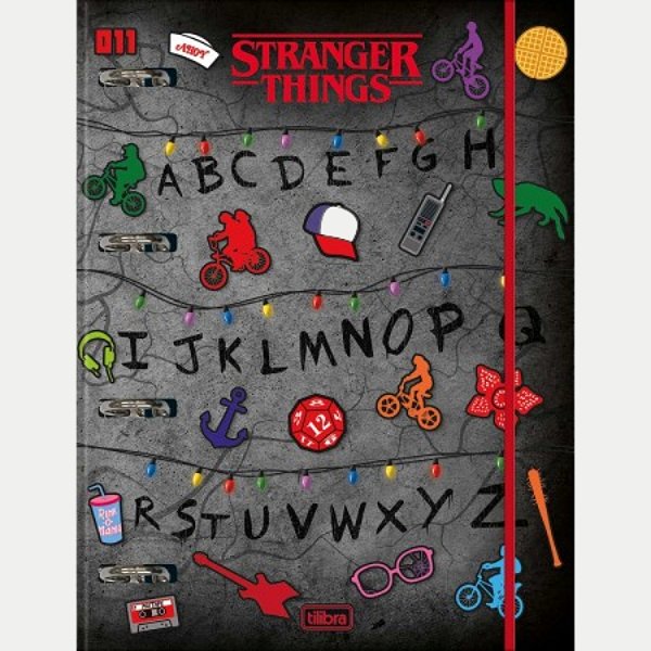 CADERNO TILIBRA UNIVERSITÁRIO ARGOLADO COM ELASTICO STRANGER THINGS  30272-P