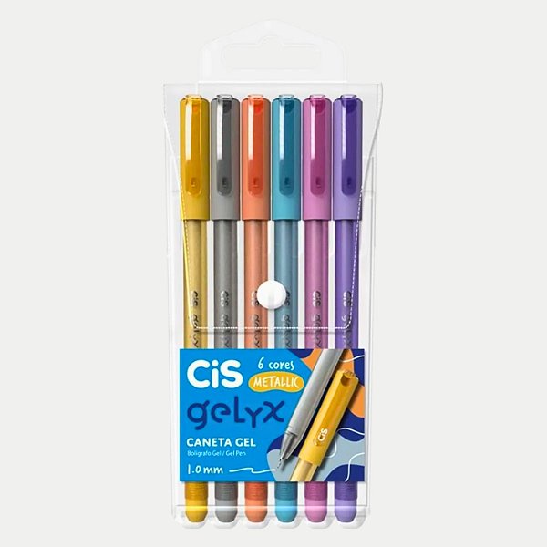 CANETA CIS ESFEROGRAFICA GELYX METALICA 1.0MM CAIXA COM 6 CORES 4886-P