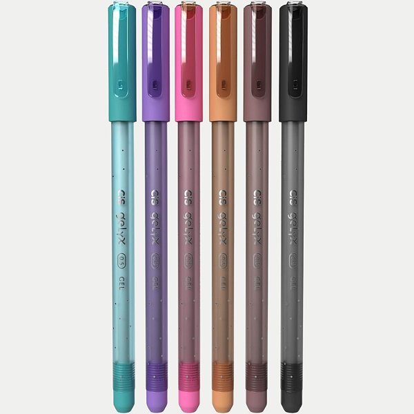 CANETA CIS ESFEROGRAFICA GELYX GLITTER 1.0MM CAIXA COM 6 CORES 30572-P
