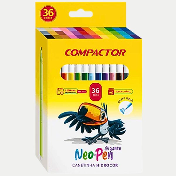 CANETA COMPACTOR HIDROCOR NEO-PEN GIGANTE CAIXA COM 36 CORES  26880-P