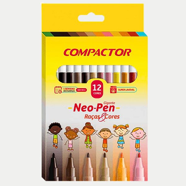 CANETA COMPACTOR HIDROCOR NEO-PEN GIGANTR CAIXA COM 12 CORES 26881-P