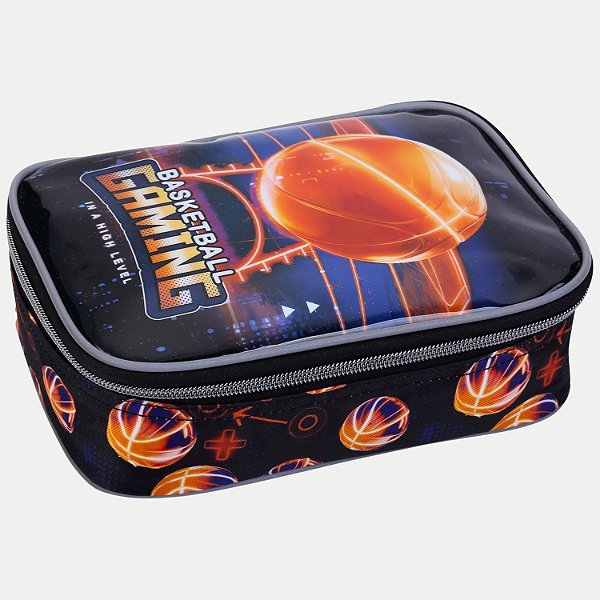 ESTOJO SEANITE BASKET BALL 1 ZÍPER BOX PRETO  29908-P