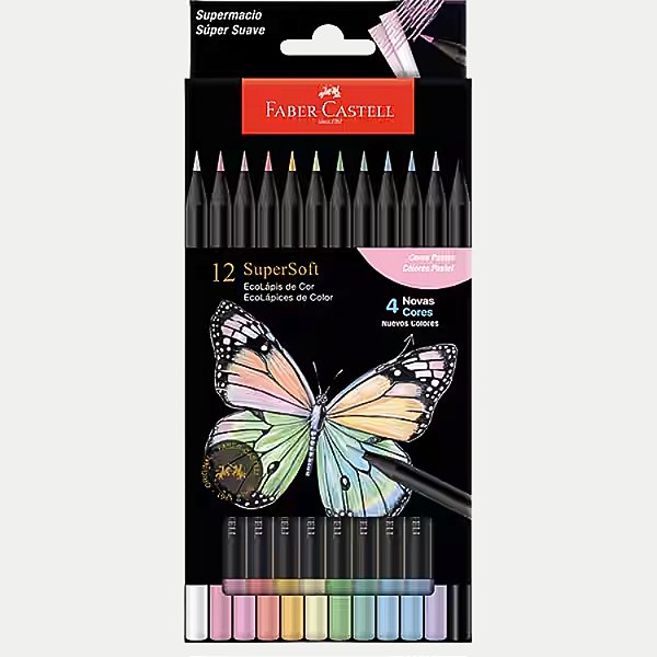 LÁPIS FABER COR CAIXA COM 12 CORES SUPER SOFT PASTEL  300030-P