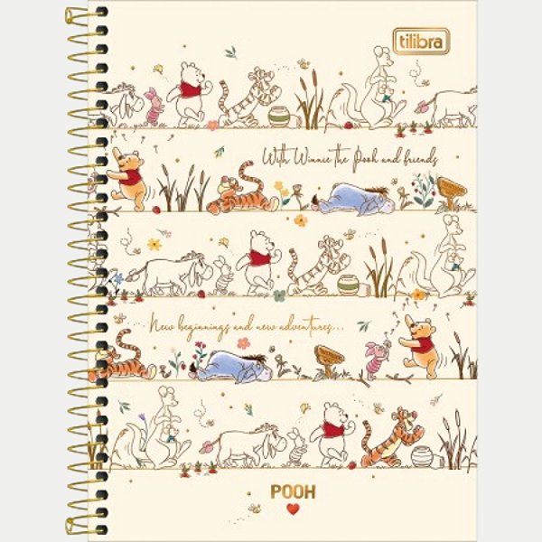 CADERNO TILIBRA ESPIRAL C DURA 1/4 (P) RECADO POOH FEMININO (CORES SORTIDAS) 30222-P