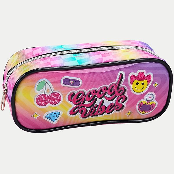 ESTOJO SEANITE GOOD VIBES 1 ZÍPER ROSA FEMININO  29960-P