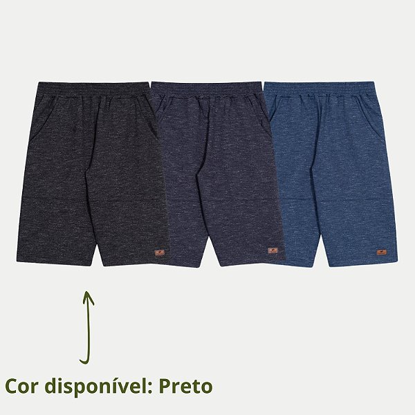 BERMUDA RANDA MUNDU MOLETOM  CASUAL PRETO MASCULINA INFANTIL