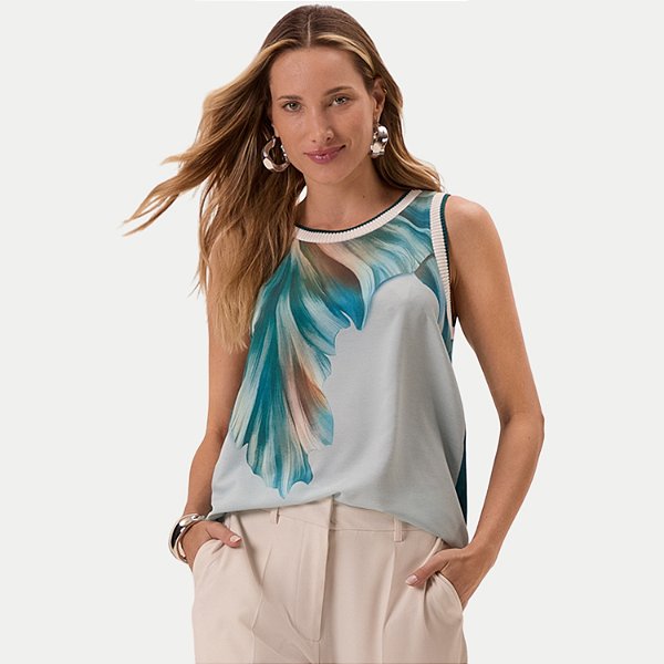 BLUSA LUNENDER REGATA MISTA ESTAMPADA VERDE FEMININA ADULTO