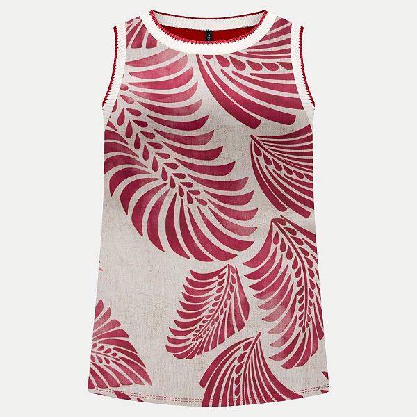 BLUSA LUNENDER REGATA MISTA ESTAMPADA VERMELHA FEMININA ADULTO