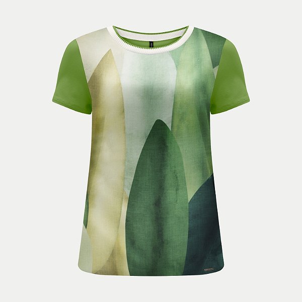 BLUSA LUNENDER MANGA CURTA MISTA ESTAMPADA FEMININA ADULTO
