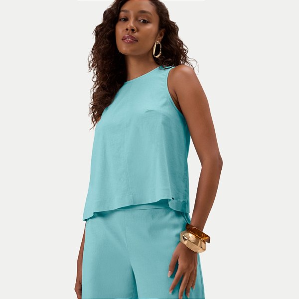 BLUSA LUNENDER REGATA LINHO AZUL CELESTE FEMININA ADULTO