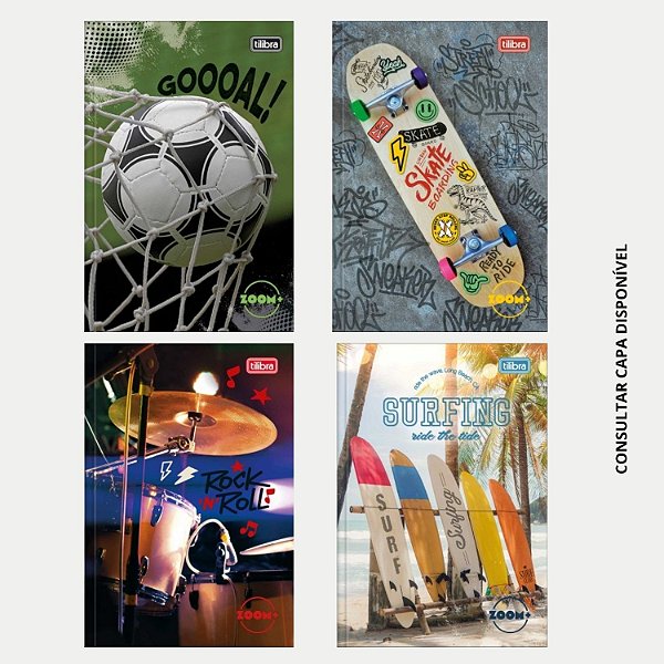 CADERNO TILIBRA BROCHURA CAPA DURA 1/4 (P) RECADO ZOOM+ MASCULINO(CORES SORTIDAS) 30392-P