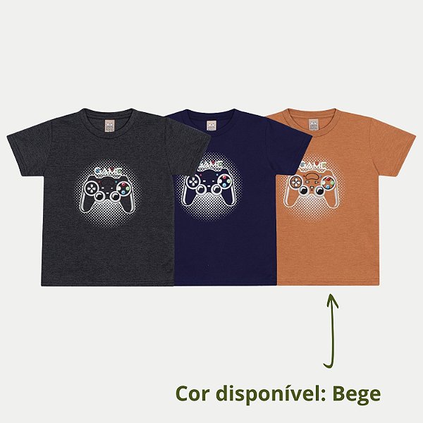 CAMISETA RANDA MUNDU MANGA CURTA COMFORT ALGODÃO SILKADA BEGE MASCULINA INFANTIL