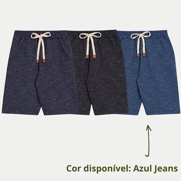 BERMUDA RANDA MUNDU MOLETOM CASUAL AZUL MASCULINA INFANTIL
