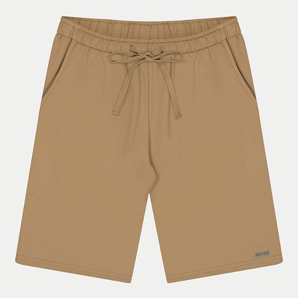 BERMUDA FICO MOLETOM CASUAL BEGE MASCULINA ADULTO