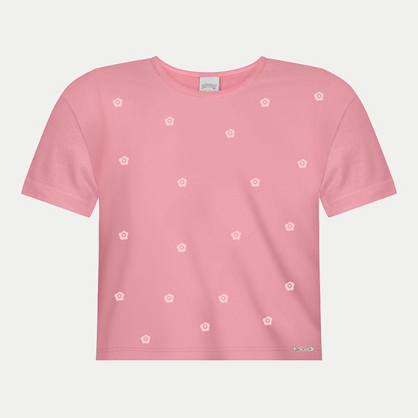 BLUSA ALAKAZOO MANGA CURTA THSIRT DE MALHA ROSA FEMININA INFANTIL
