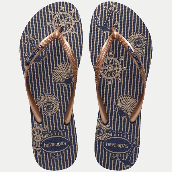 CHINELO HAVAIANAS SLIM NAUTICAL DEDO AZUL MARINHO FEMININO ADULTO
