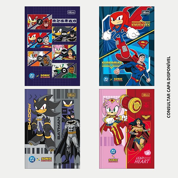CADERNO TILIBRA BROCHURA CAPA DURA 1/4 (P)RECADO SONIC MASCULINO (CORES SORTIDAS)   30419-P