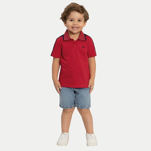 POLO ALAKAZOO MANGA CURTA COMFORT DE MALHA VERMELHO MASCULINO INFANTIL