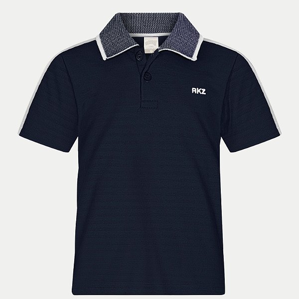 POLO ALAKAZOO MANGA CURTA COMFORT DE MALHA AZUL MARINHO MASCULINO INFANTIL