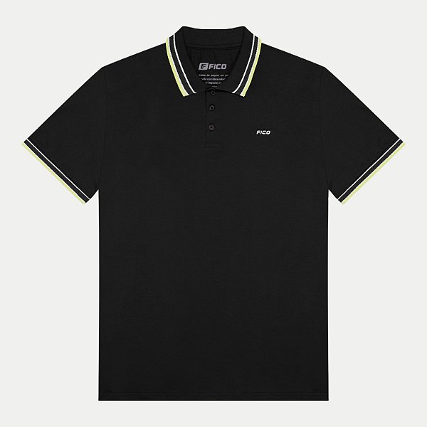 POLO FICO MANGA CURTA COMFORT MALHA COM VIVO  PRETO MASCULINO ADULTO