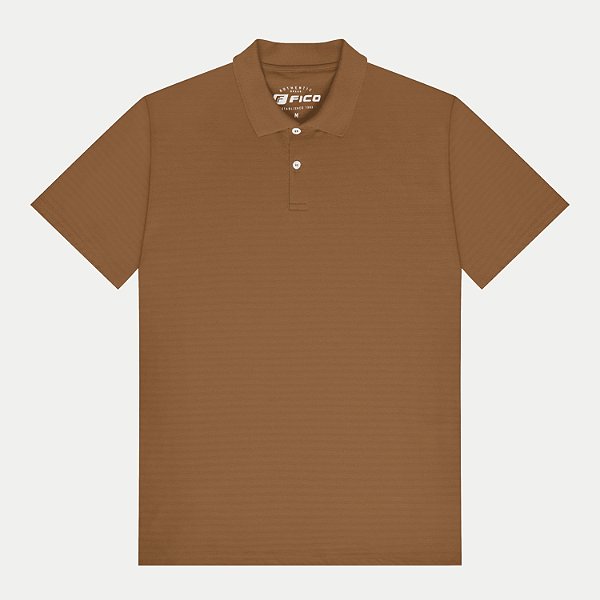 POLO FICO MANGA CURTA COMFORT MALHA CANELADA MARROM MASCULINO ADULTO