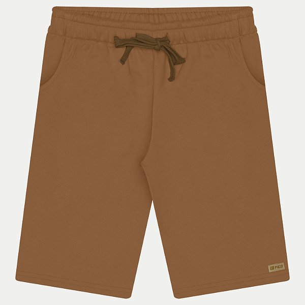 BERMUDA FICO MOLETOM  CASUAL MARROM  MASCULINA ADULTO