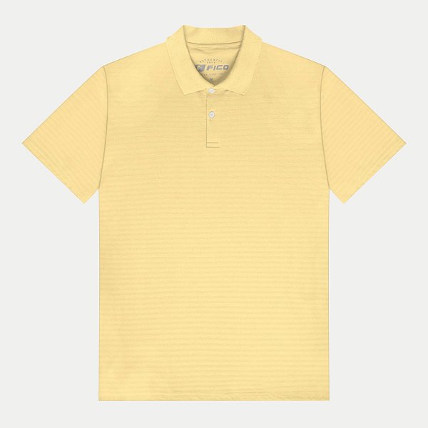POLO FICO MANGA CURTA COMFORT MALHA CANELADA AMARELA MASCULINA ADULTO