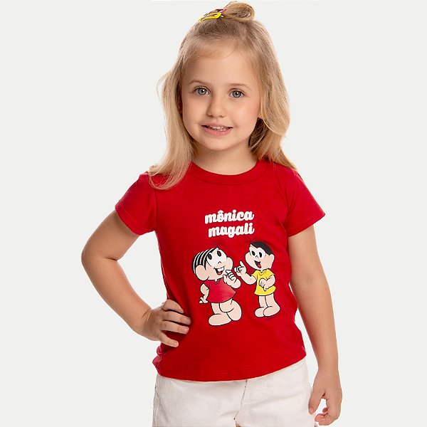 BLUSA BY GUS MANGA CURTA TSHIRT ALGODÃO SILKADA VERMELHA FEMININA INFANTIL