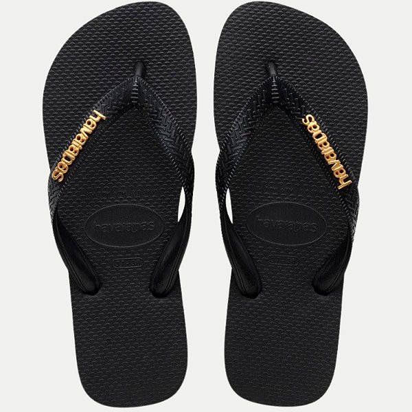 CHINELO HAVAIANAS TOP LOGO METALLIC PRETO FEMININO ADULTO
