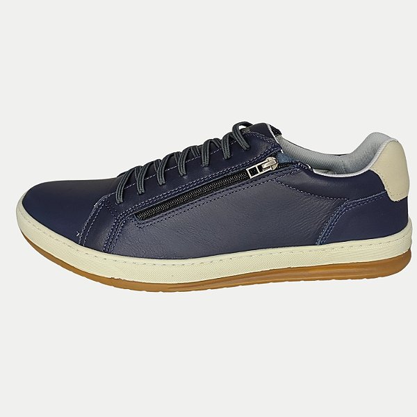 TÊNIS FREE WAY CASUAL LINK05 COURO AZUL MARINHO MASCULINO ADULTO