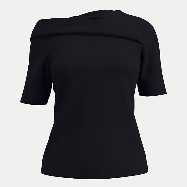BLUSA LUNENDER MANGA CURTA MALHA PRETO FEMININO ADULTO