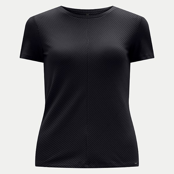 BLUSA LUNENDER MANGA CURTA MAIS MULHER MALHA PRETO FEMININO ADULTO
